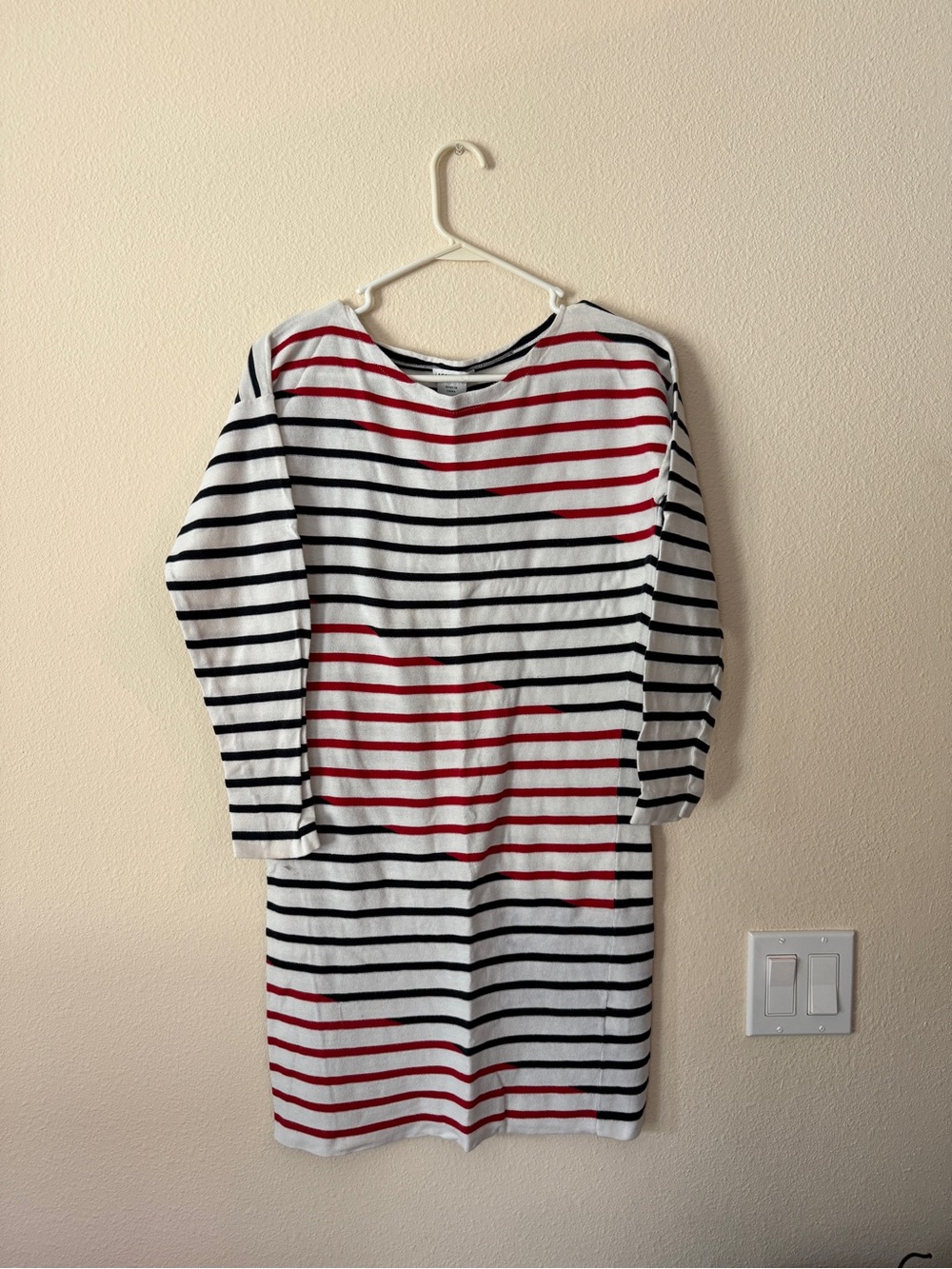Lacoste Kids White Nightgown with Red and Black Stripes